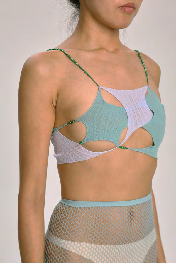 RUI SS21-R003 AQUA/MAUVE Asymmetric Vest